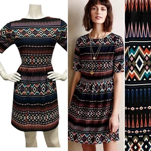 ANTHROPOLOGIE Maeve Diamond Layer Kleid Aztekenmuster geometrischer Druck M 158 $ AUSVERKAUFT - Bild 1 von 12