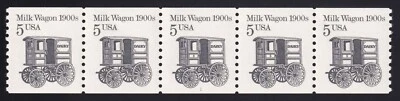 2253 Transportation Issue – 5c PNC strip of 5 Plate # 1 Unused NH F-VF - Image 1 of 2