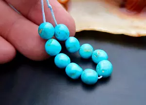 STUNNING BRIGH COLOR SLEEPING BEAUTY TURQUOISE UNTREATED NUGGET BEADS - ARIZONA - Picture 1 of 8