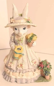 Gwendolen Gardner VA24 1994 Vintage Bunny Figurine With Watering Can & Flowers - Picture 1 of 11