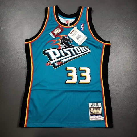 100% Authentic Grant Hill Mitchell Ness 98 99 Pistons Jersey Size 44 L Mens Cover