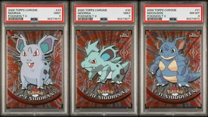 Pokemon Topps Chrome Set~ Nidoran, Nidorina, Nidoqueen #29-31 Sequential PSA 8-9 - Picture 1 of 2