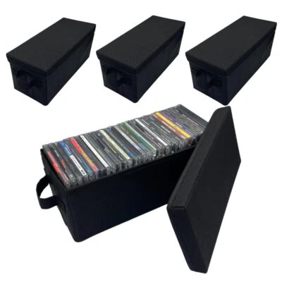 	Paquete de 4 cajas de almacenamiento de CD Evelots para 128 CD estuche negro organizador	 Foto 1 de 4
