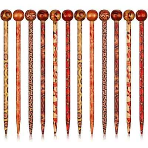 Cindeer 12 Pieces Chinese Japanese Hair Sticks boho Vintage Wooden Hair... - Picture 1 of 2