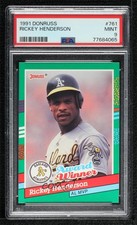 1991 Donruss Rickey Henderson (Three White Stripes Left Border) PSA 9 MINT HOF