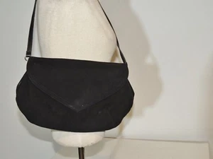 Vintage ca 1960's Black Leather / Suede Purse / Shoulder Bag / Clutch - Picture 1 of 4