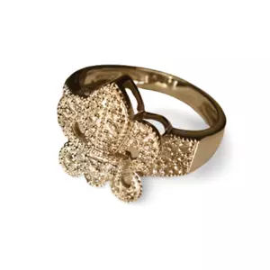 Stunning Estate 14K White Gold Diamond Fleur-de-lis Fleur de lis Ring - Picture 1 of 1