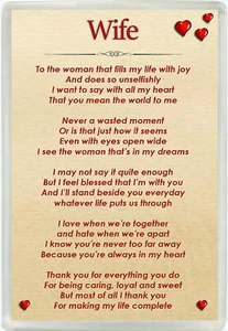 Wife Poem Jumbo Magnet Ideal Birthday & Valentines Keepsake Gift M160 - Picture 1 of 1