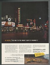 1960 CATERPILLAR advertisement, Canadian ad, Quebec Montreal at night