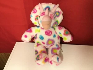Build A Bear - Tye Dye 16" Triceratops Stuffed Plush Peace, Hearts, w/Sound - Picture 1 of 3