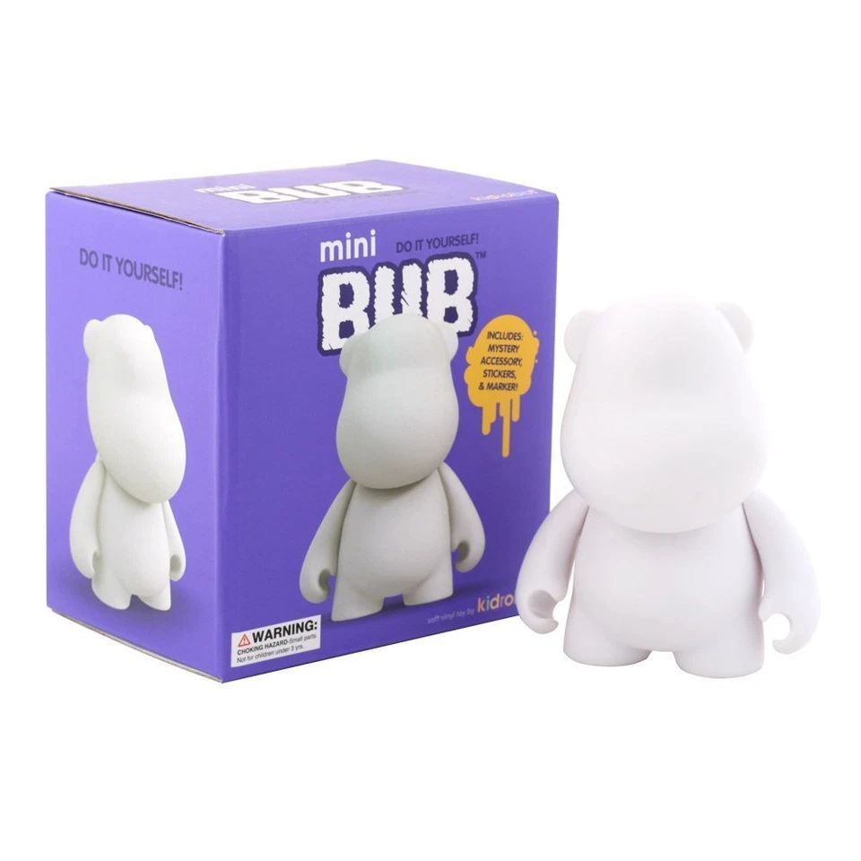 Kidrobot - Mini Bub Diy Vinyl Art - White Canvas Figure Vinyl Toy - Immagine 1 di 1
