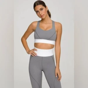 Good American Core Power Racerback Gummiband Sport BH grau/weiß Gr. 1 (S) - Bild 1 von 11