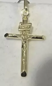 Neu 14k Gold klein 1"" Tube Kruzifix - Bild 1 von 1