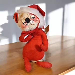 Vintage Annalee Doll Christmas Mouse Hat 6 " Tall Holiday Season - Picture 1 of 7