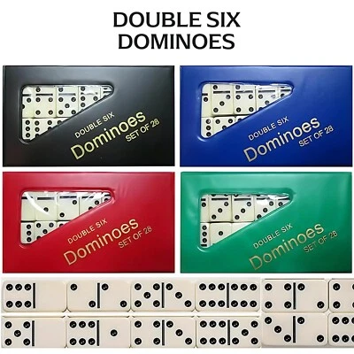 ASPIRE UK Double 6 Dominoes Set with PVC Case Traditional Standard Set of 28 Tiles