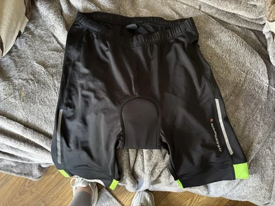 MUDDY FOX BLACK PADDED MENS CYCLING SHORTS LIME GREEN TRIM SIZE L BNNT - Image 1 of 4