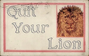 Quit Your Lion Vintage Postcard  Oconomowoc, WI - Picture 1 of 2