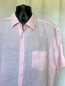 RODD & GUNN Men's 3XL Sports Fit 100% Linen Pink Button Up Shirt Italy Woven - Picture 1 of 6