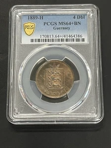 Guernsey 1889-H 4 Doubles PCGS MS64+BN - Picture 1 of 4