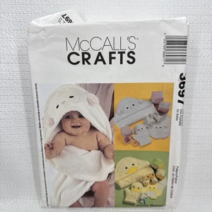 McCalls 3697 Baby Bath Towel Wrap Mitt Blocks Bib Booties Pattern Uncut - Picture 1 of 4