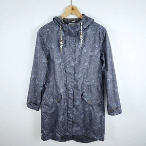Seasalt UK 12 Hellweathers Mac Coat Women's Blue Floral Waterproof Hooded Jacket - Picture 1 of 21