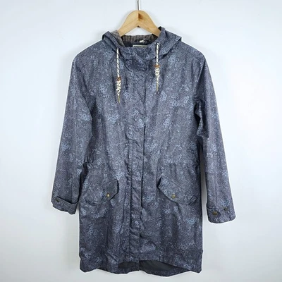 Seasalt UK 12 Hellweathers Mac Coat Women's Blue Floral Waterproof Hooded Jacket - Image 1 of 4
