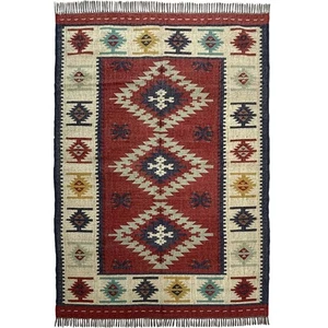 Handmade Wool Jute Kilim Rug Carpet 5x7 ft for Living Room or Bedroom - Picture 1 of 7