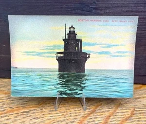 Boston Harbor ~ Deer Island Light Postcard - Picture 1 of 2