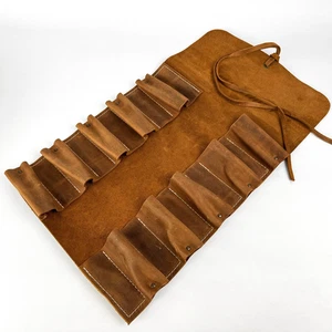 Echtleder Werkzeugrolle - 10 Taschen für Holz, Leder & Bushcraft Messer - Bild 1 von 11