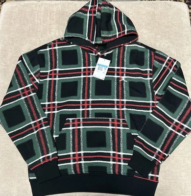Nuevo con etiquetas Jordan Sudadera con Capucha Para Hombres Mediana Negra Verde Roja Pullover a Cuadros Jumpman FV7458-010 Foto 1 de 4