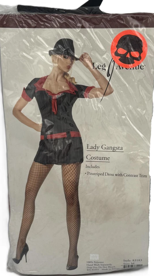 Lady Gangsta Adult Women's Alluring Dress Costume - Black/Red - Medium - 8/10 - Image 1 of 1