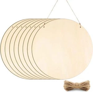 FSWCCK 8 PCS 12 Inch Blank Wood Circles for Crafts, Unfinished Slices... mattim - Picture 1 of 7