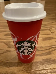 Starbucks 2021 Holiday Limited Red Plastic Reusable Cup Lid 50 Years Coffee Joy - Bild 1 von 8