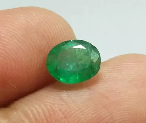 1.55 Ct Natural Rich Green Zambian Emerald Oval Cut Finest Quality Loose Gems - Picture 1 of 11