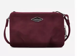 New Travelon 43405 Parkview Double Zip Crossbody Clutch Small Bag Purse Wine Red - Picture 1 of 16