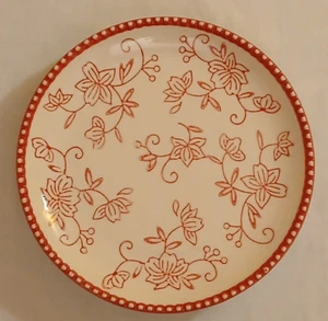Temp - Tations by Tara 6" Floral Lace Red Dessert Plate Hand Painted Set of 2 - Picture 1 of 18
