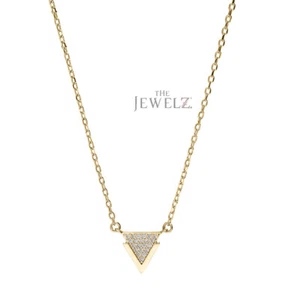14K Gold 0.08 CT VS/F-G Diamond Arrowhead Charm Pendant Necklace - The Jewelz - Picture 1 of 4