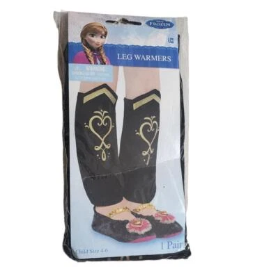Calentadores de piernas Disney Frozen Anna para niños talla 4-6 negros y dorados nuevos en paquete Foto 1 de 2