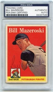 BILL MAZEROSKI Vintage Signed 1958 Topps # 238 Pirates HOF PSADNA Encapsulated - Picture 1 of 1