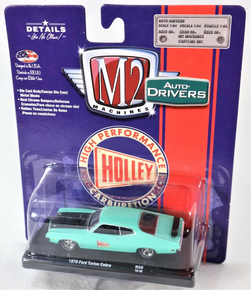 1970 FORD TORINO COBRA  HOLLEY DIE-CAST 1:64 SCALE MODEL CAR GREEN - Image 1 of 3