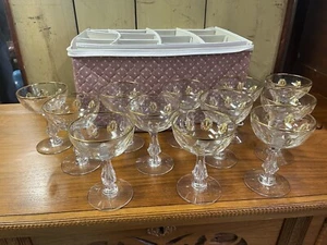 Tiffin Palais Versailles Gold Design Cut Ovals Champagne/ Sherbet Lot Of 12 - Picture 1 of 4