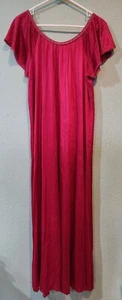 Vintage Deena Fuchsia Pink Long Nightgown Dress Flutter Sleeve Med Lace Nylon - Picture 1 of 7