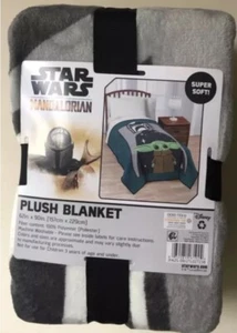 New Disney Star Wars Mandalorian 62” x 90” Plush Throw Blanket - Picture 1 of 1
