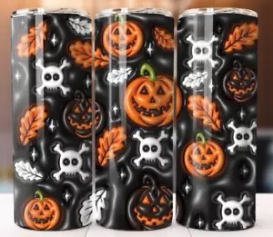Halloween Pumpkin Tumbler 20 oz Cup Mug Lid Insulated Stainless Travel drinkware - Picture 1 of 2