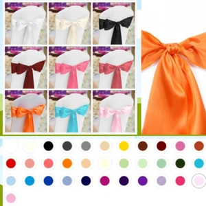 10/20/50/100 pcs Satin Chair Sash, 33 colors! Wedding Banquet Event Wholesale - Picture 1 of 59