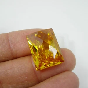 45.20 carats Princess 20x15mm Yellow-Orange Citrine Color Created Large Gemstone - Picture 1 of 7