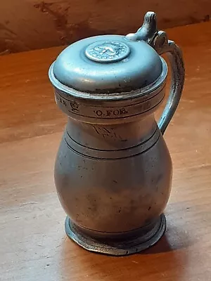 Antique Pewter  IMPERIAL STANDARD  Lidded Tankard Marked  DUNDEE  To Rim • 15£
