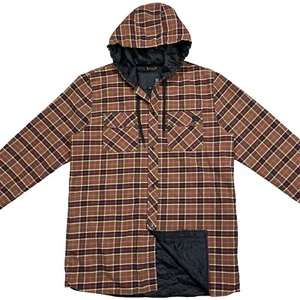Volcom Jacket Quilted Lined Flannel Shacket Hoodie Skate Surf Plaid Men's XL - Picture 1 of 7