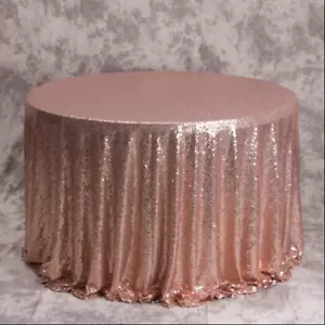 Rose Gold Glitter Sequin Tablecloth Wedding Engagement Reception Party Decor - Bild 1 von 6