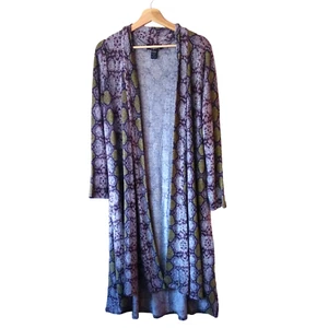 Oliver Escio Womens M Snake Print Open Cardigan Duster Sweater Lightweight Boho - Picture 1 of 10